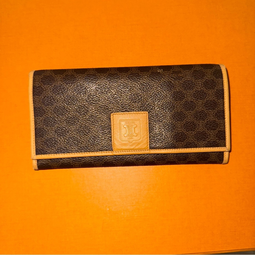 Vintage Celine Brown and Tan Wallet